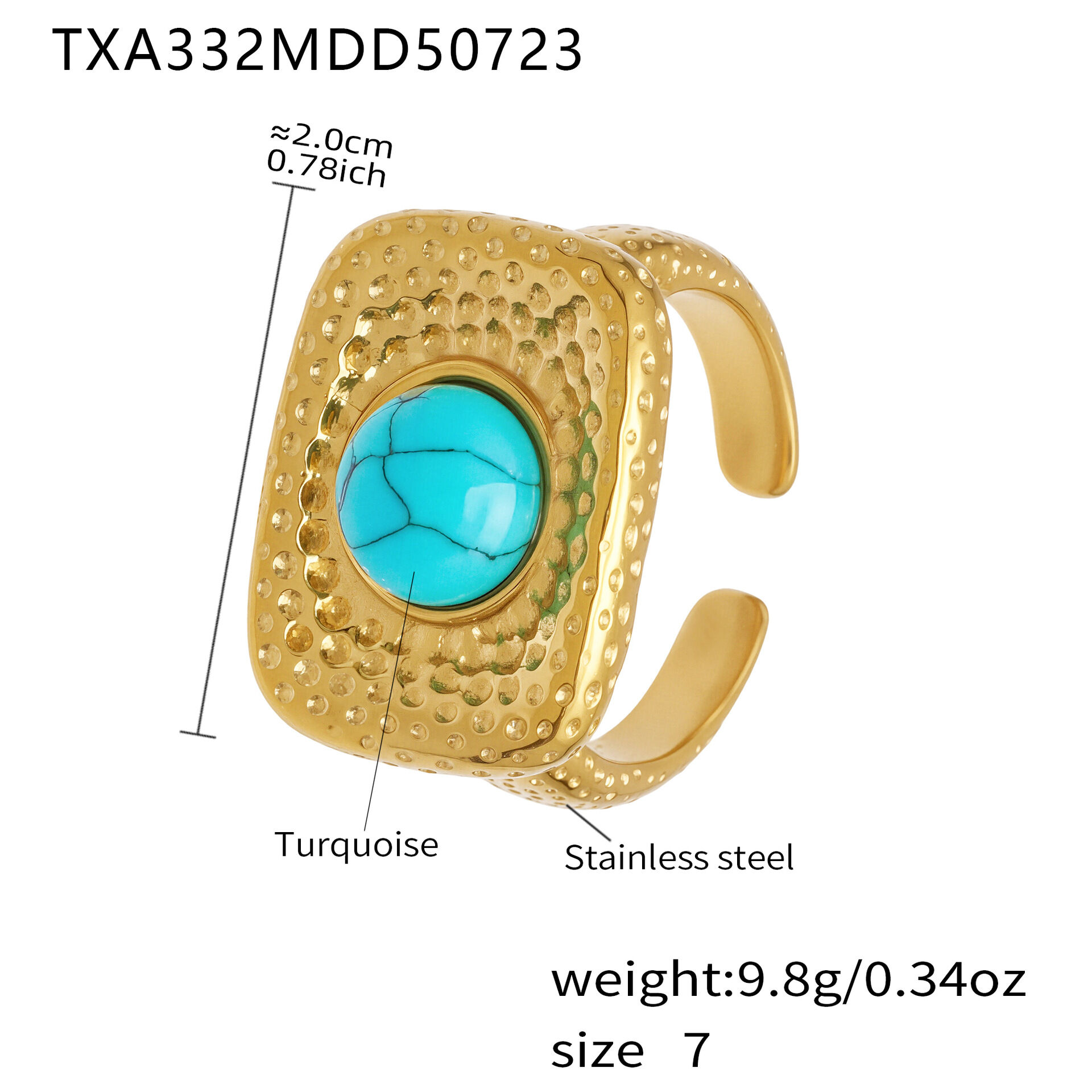 Txa332-Golden Turquoise Ring-Size 7 Picture2