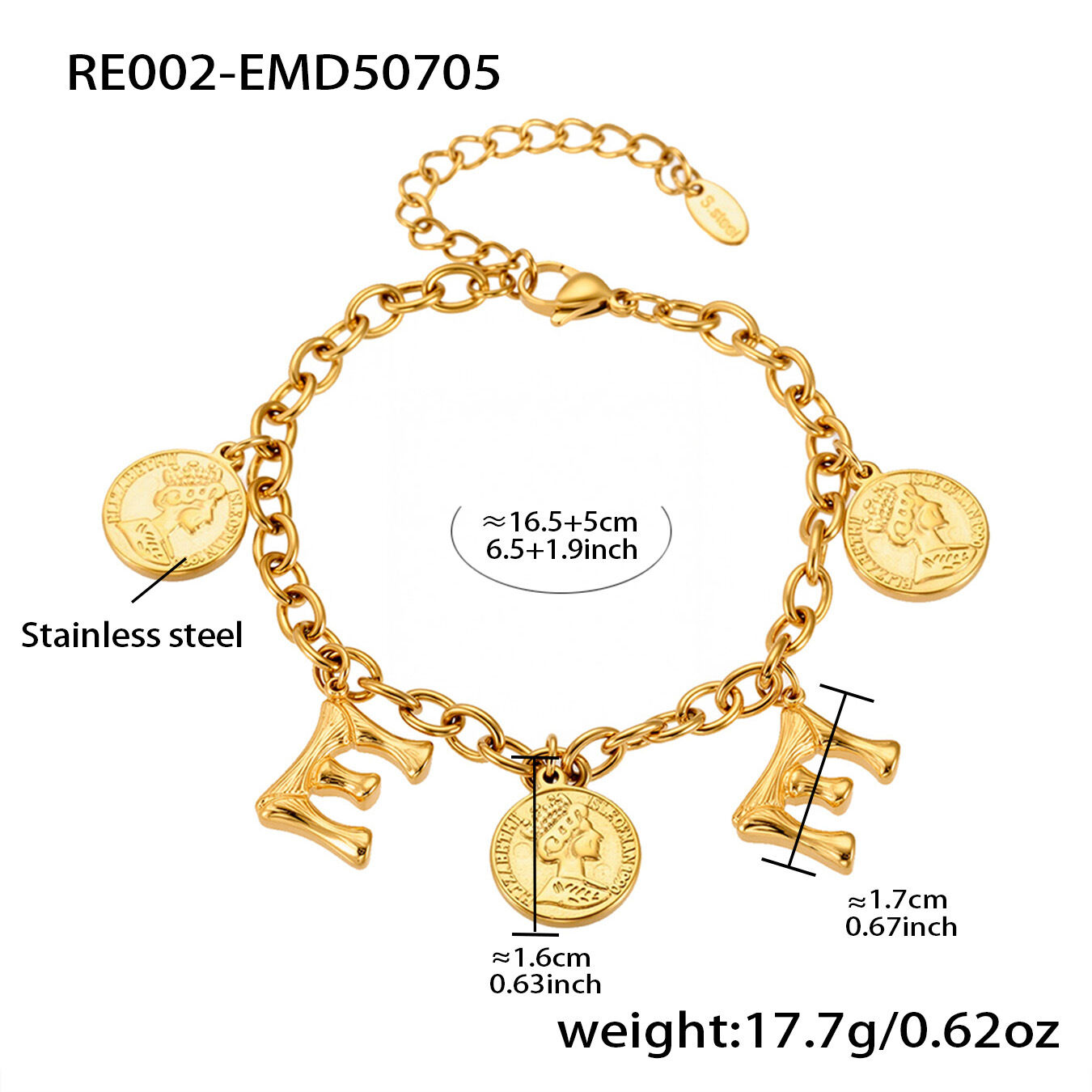 RE002-E Bracciale fai da te in oro 16+5cm Immagine5