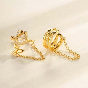 1 Piece Bow Knot Copper Gold Color Zircon Clip-On Earring h5 Picture3