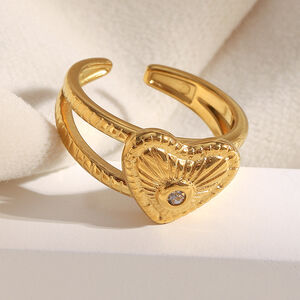 1 Stück Simple Series Casual Herz Edelstahl Wasserdicht Goldfarben Statement-Ringe h5 Bild3