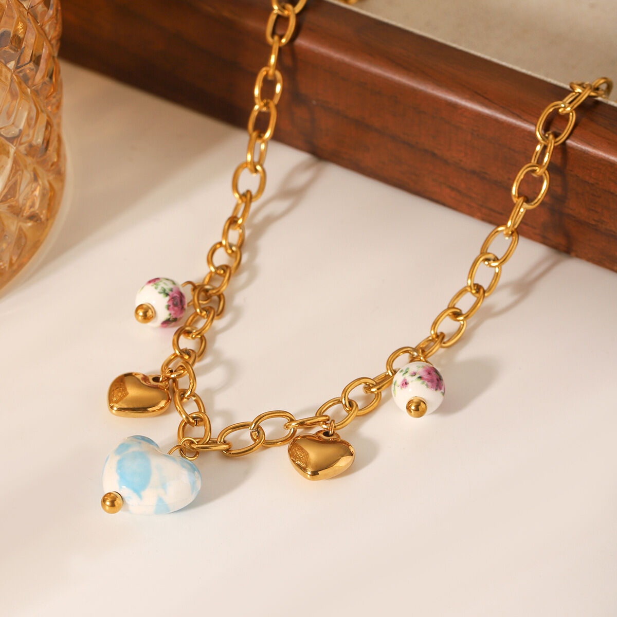 1 Pair Simple Series Daily Heart Stainless Steel Waterproof  Women's Pendant Necklaces h5 Picture3