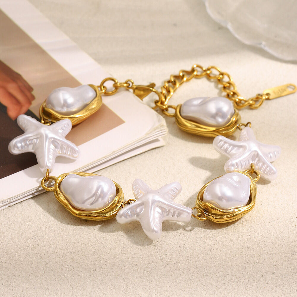 1 stuk Eenvoudige serie Elegante onregelmatige vorm Roestvrijstalen dames kralen armbanden 2