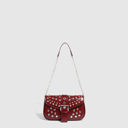1 Piece Simple Series Hip-Pop/Rock Solid Color Rivet PU Women's Shoulder Bags 2