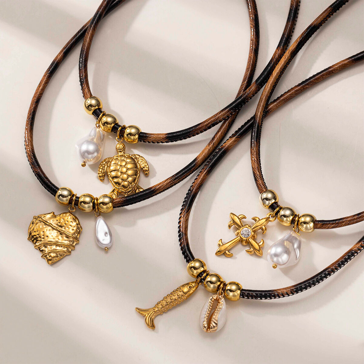 Collana con ciondolo impermeabile in acciaio inossidabile con stampa leopardata da 1 pezzo 2