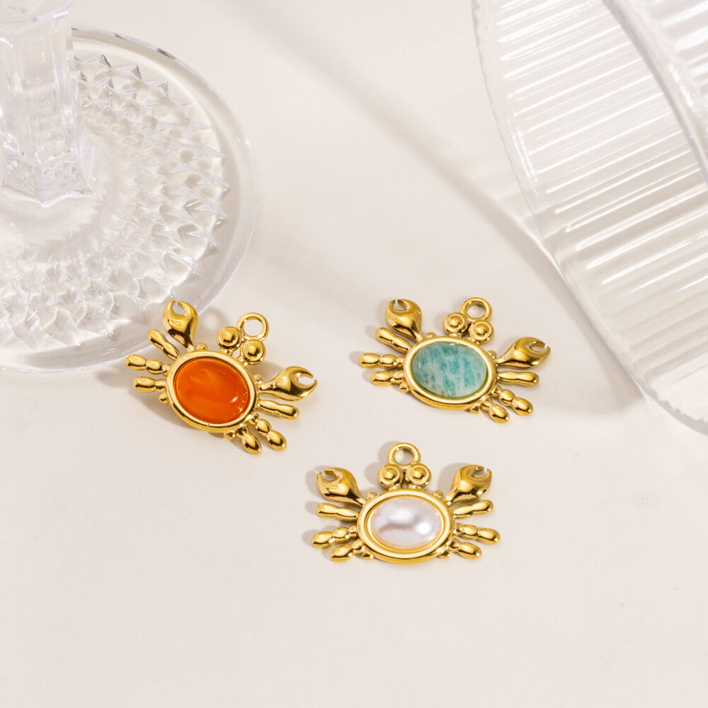 Ocean Series Cute Crab Stainless Steel Waterproof DIY Pendant 2