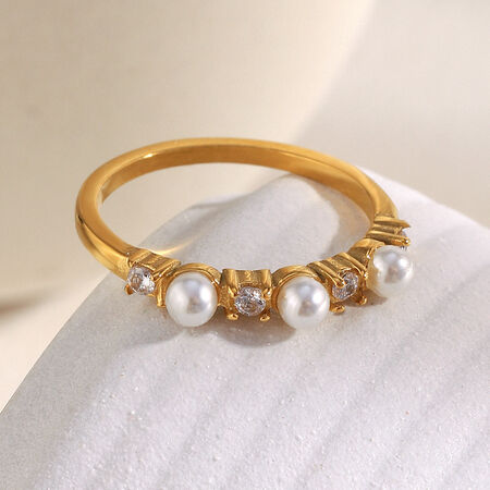 1 Piece Simple Series Elegant Circle Stainless Steel Waterproof Women's Gemstone Rings 2