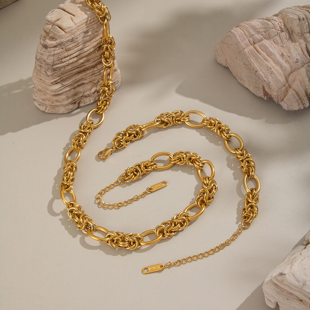Chain Stainless Steel Waterproof Gold Color Necklace Set Picture2