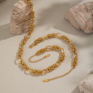 Chain Stainless Steel Waterproof Gold Color Necklace Set h5 Picture2
