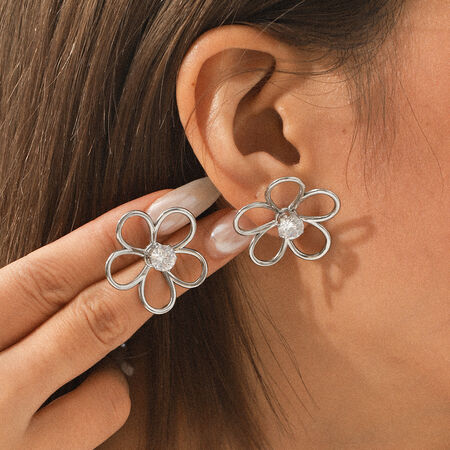 1 Paar moderne, wasserfeste Damen-Ohrstecker aus Edelstahl mit Blumenmuster in Goldfarbe