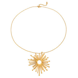 1 Stück glamouröse, wasserfeste Damen-Halskette mit Sonnenanhänger aus Edelstahl in Goldfarbe h5 Bild6