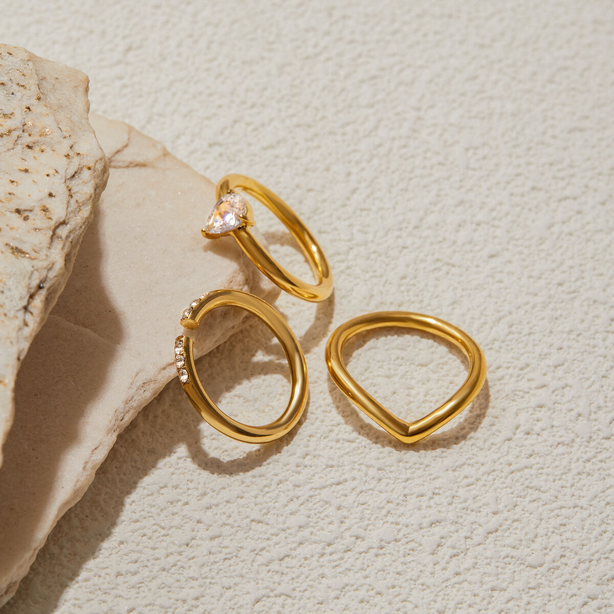 1 Piece Simple Series Irregular Stainless Steel Waterproof Gold Color Minimalist Rings h5 Picture7