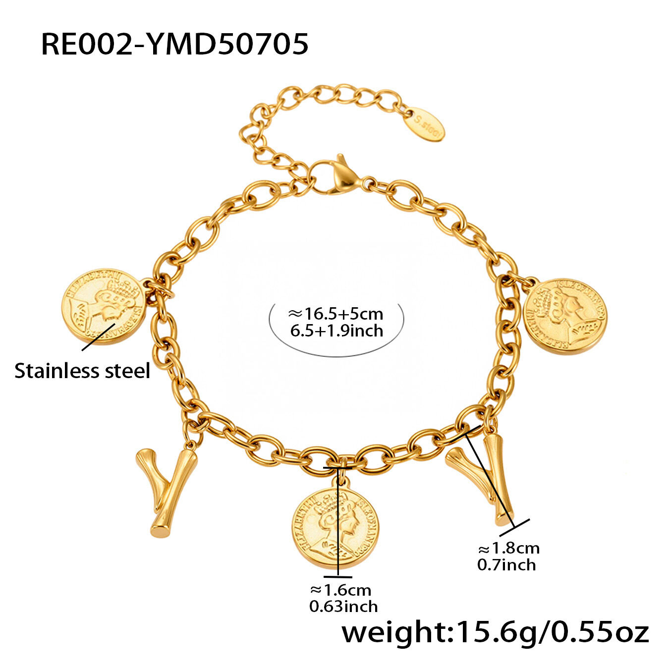 RE002-Y Bracciale fai da te in oro 16+5cm Immagine25