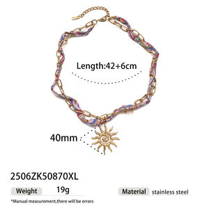 1 Piece Retro Heart Stainless Steel Waterproof Gold Color Fabric Pendant Necklace h5