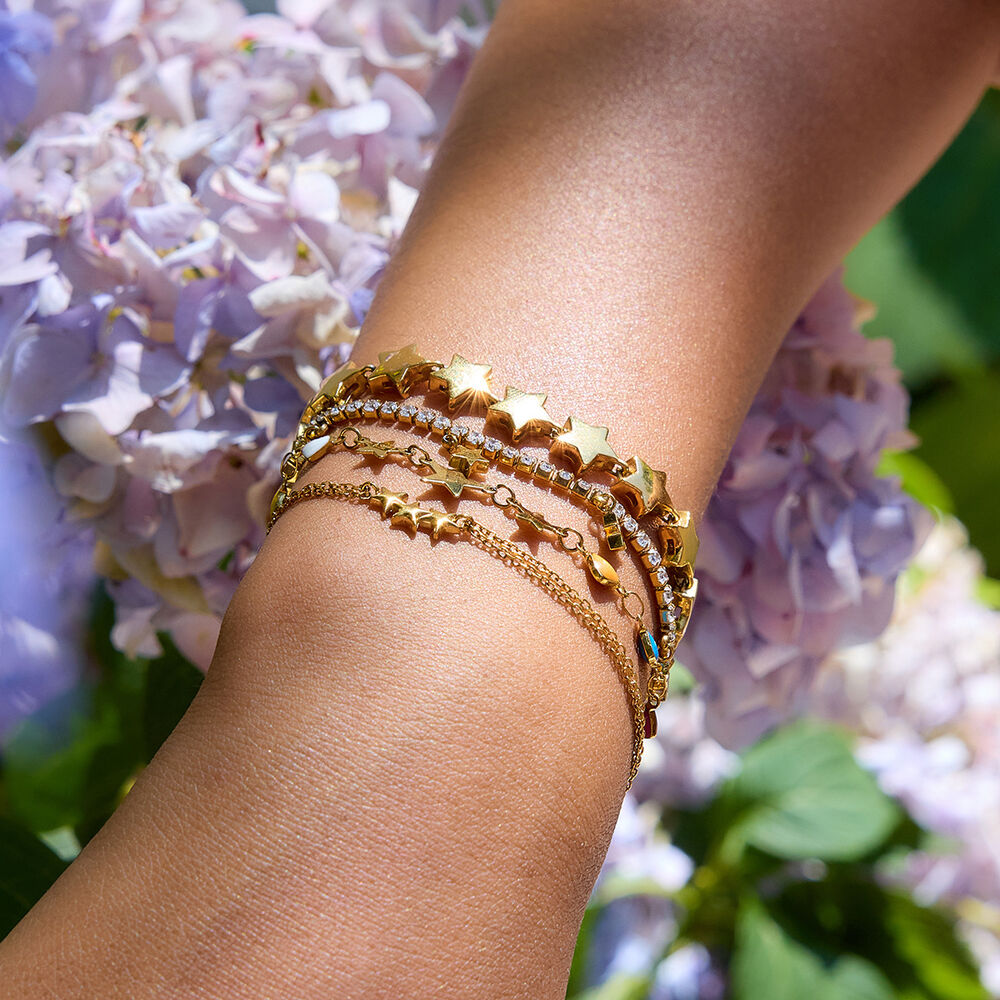 1 Piece Shinning Star Stainless Steel Waterproof Gold Color Women's Chain Bracelets h5Picture5