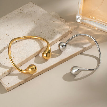 1 Piece Irregular Shape Stainless Steel Waterproof Gold Color Cuff Bangle