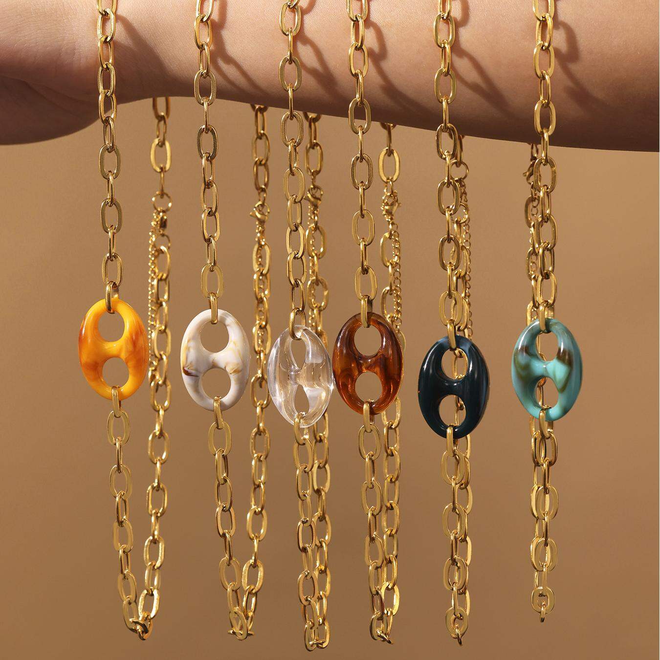 1 collar con colgante de acero inoxidable dorado resistente al agua con forma irregular elegante para mujer h5 Imagen5