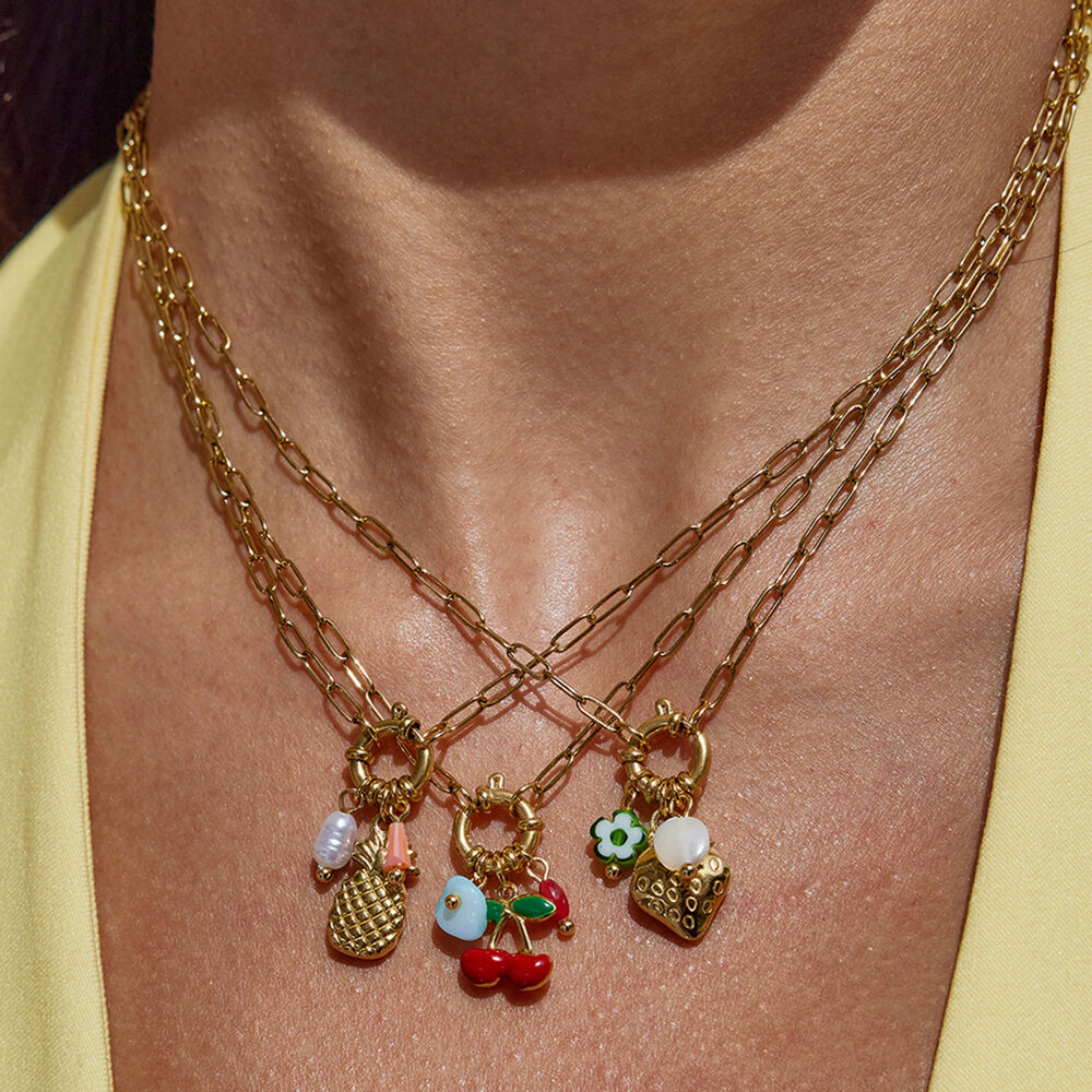 1 pezzo di collana con ciondolo da donna in acciaio inossidabile impermeabile color oro con frutti dolci e vivaci h5Immagine2
