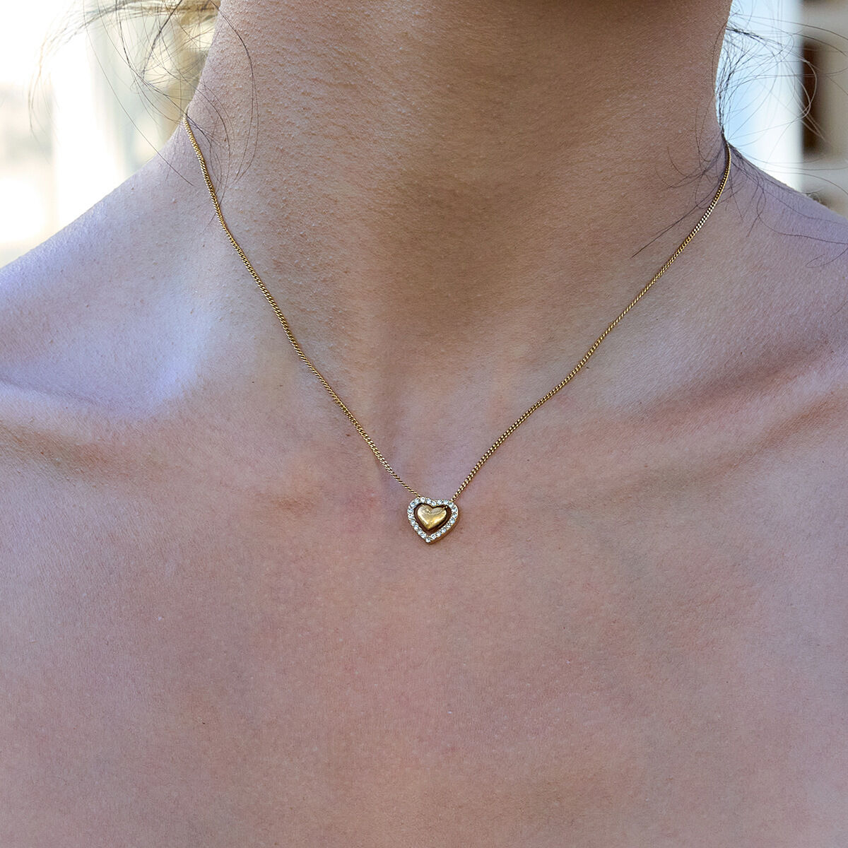 1 Stück Exquisite Herzanhänger-Halskette aus Edelstahl, wasserdicht, goldfarben, für Damen h5 Bild4