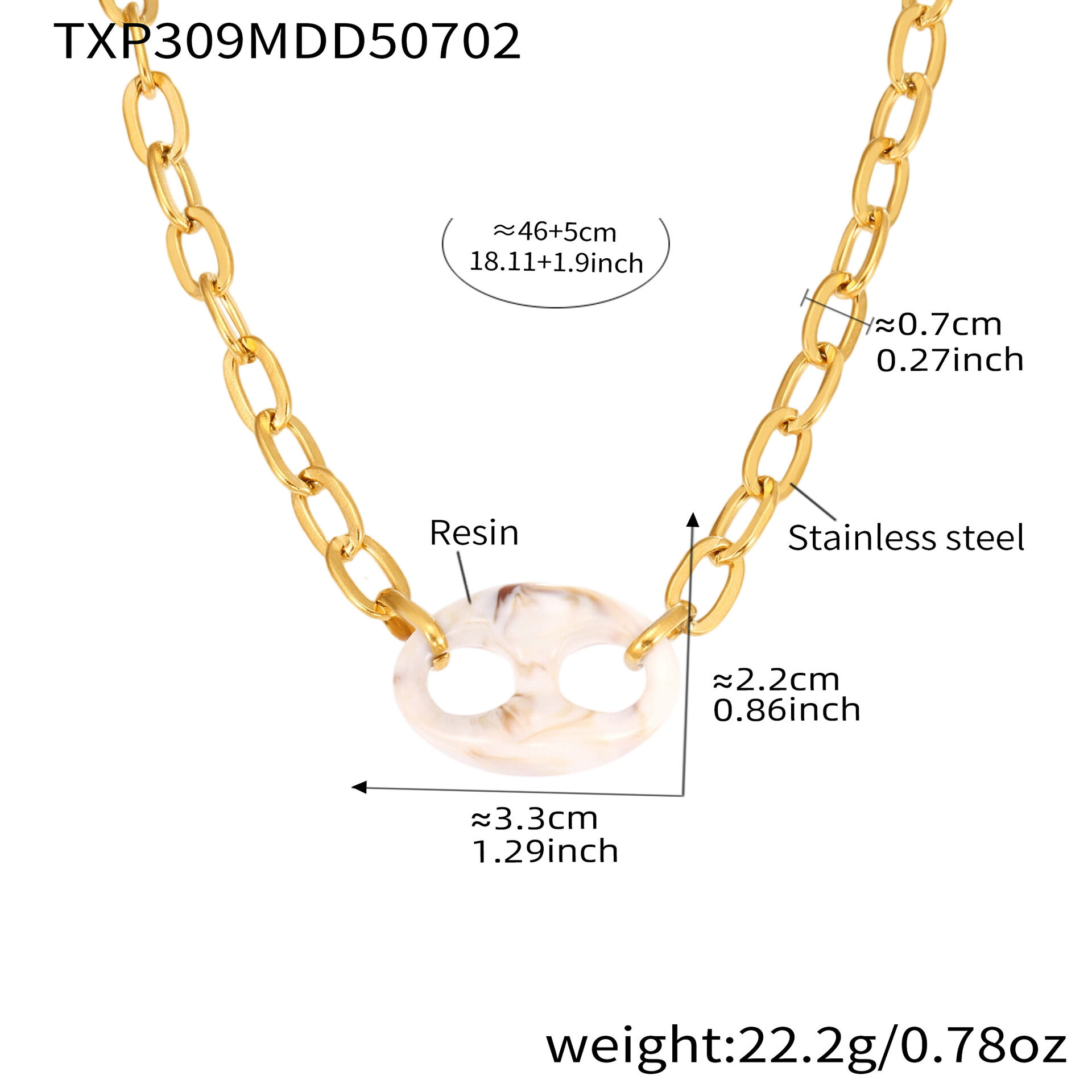 TXP309-Collar Nariz de Cerdo Blanco 46+5cm Imagen2