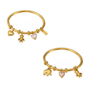 1 Piece Cute Bear Stainless Steel Waterproof Gold Color Women's Charm Bracelets h5 Picture9