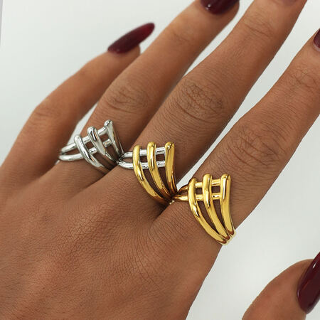1 Piece Simple Series Casual Irregular Shape Stainless Steel Waterproof Gold Color Minimalist Rings