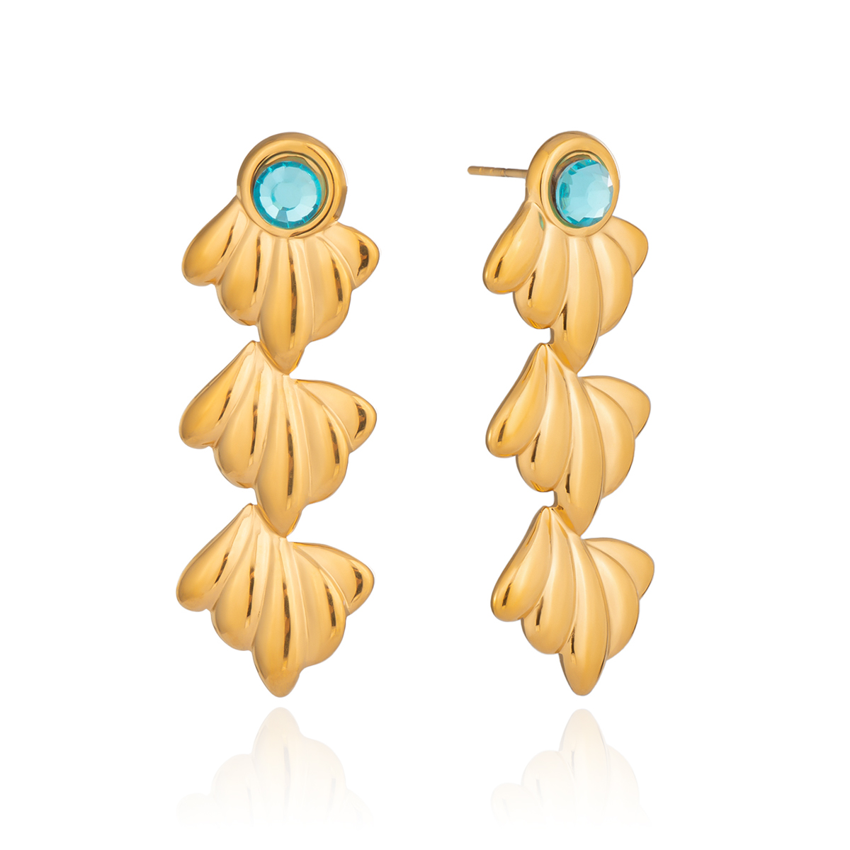 1 Pair Shell Stainless Steel Waterproof Gold Color Dangle Earrings h5 Picture6