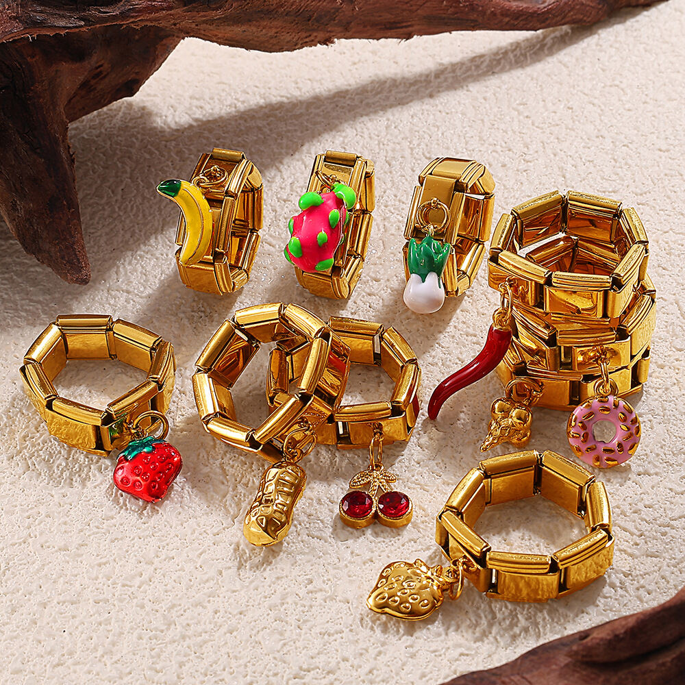 1 Piece Stainless Steel Waterproof Gold Color DIY Statement Ring