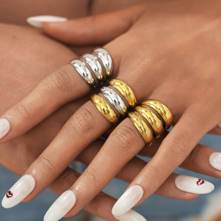 1 Piece Simple Series Casual Circle Stainless Steel Waterproof Gold Color Minimalist Rings 2