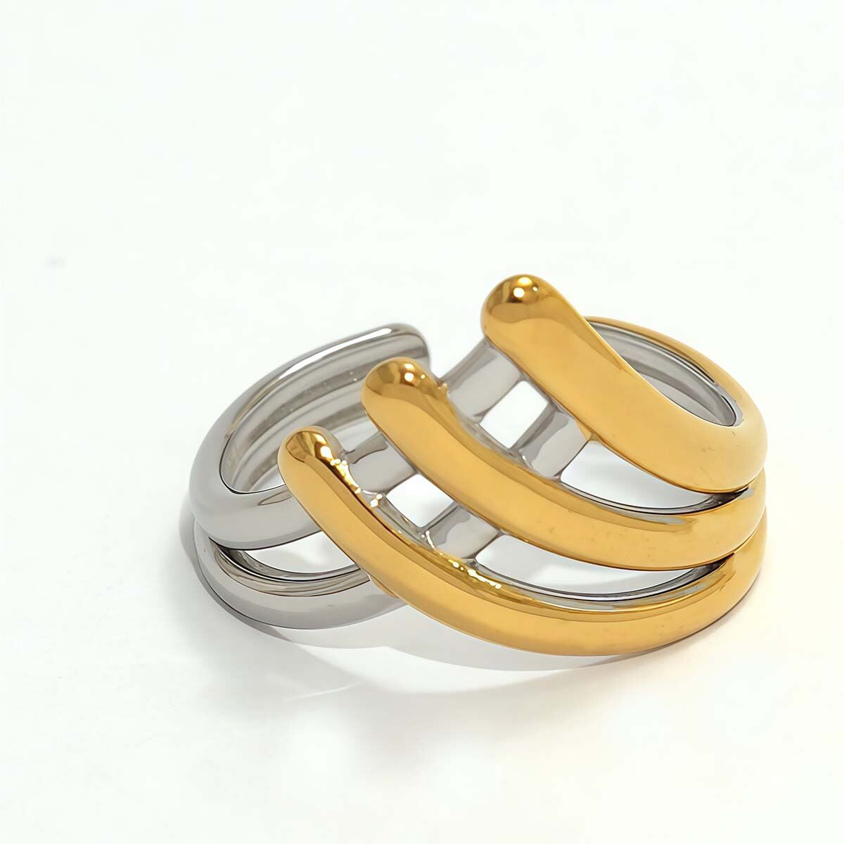 Colore oro e argento/Taglia unica/Anello monoblocco Immagine3
