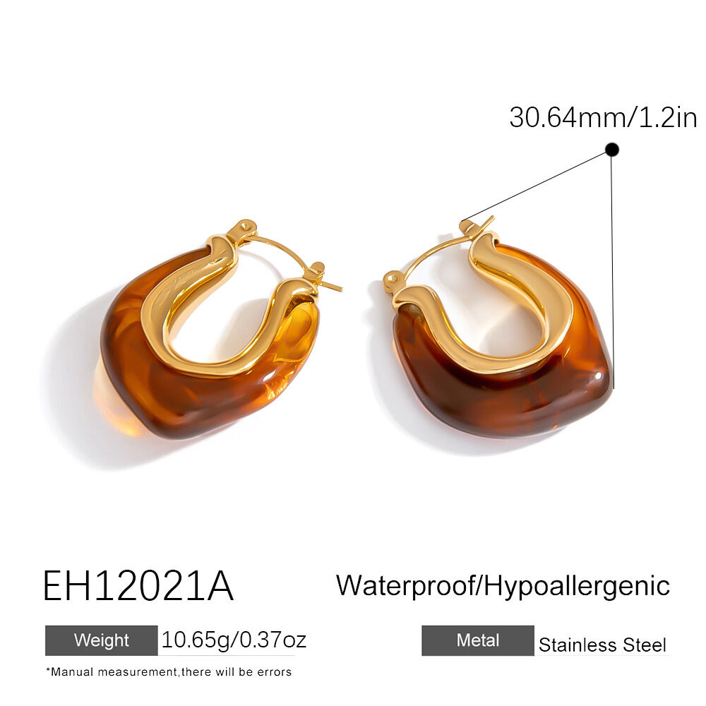 1 Pair Simple Daily Irregular Shape Stainless Steel Waterproof Women's Hoop Earrings h5Picture2