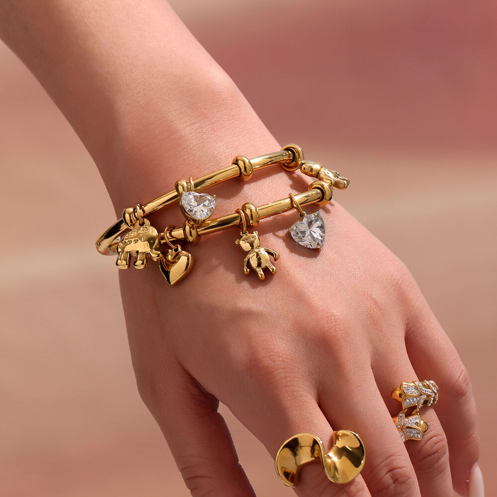 1 Piece Cute Bear Stainless Steel Waterproof Gold Color Women's Charm Bracelets Picture3