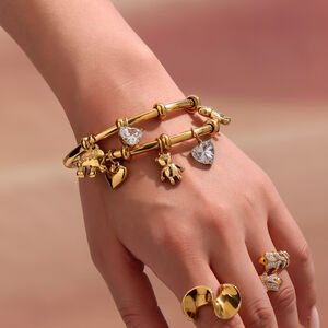 1 Piece Cute Bear Stainless Steel Waterproof Gold Color Women's Charm Bracelets h5 Picture3