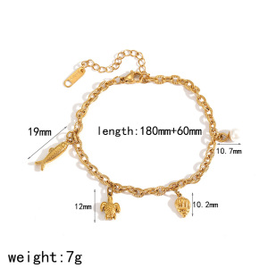 1 Piece Oceanic Stainless Steel Waterproof Gold Color Pendant Necklace h5 Picture2