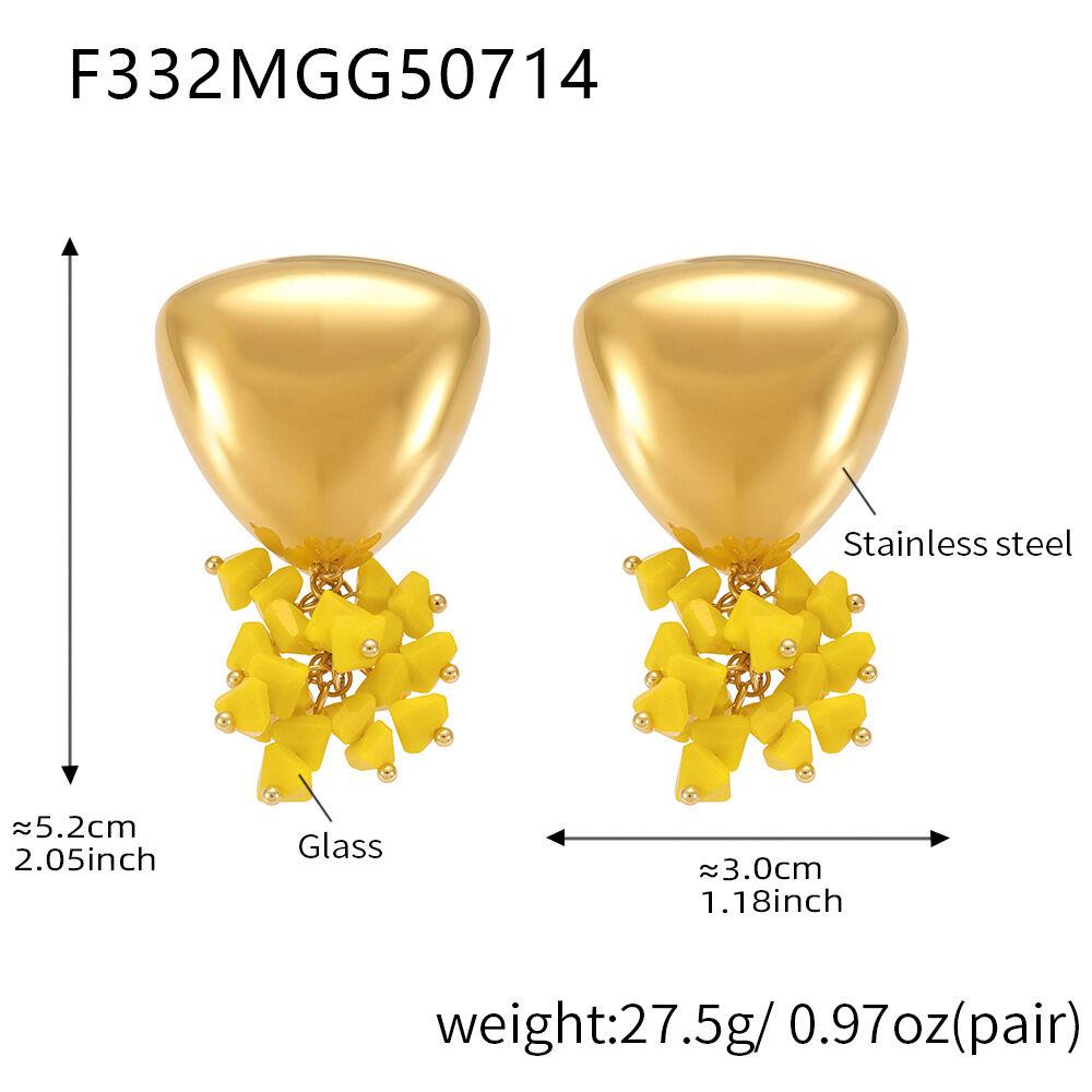 F332-Goldgelbe Steinohrringe Bild3