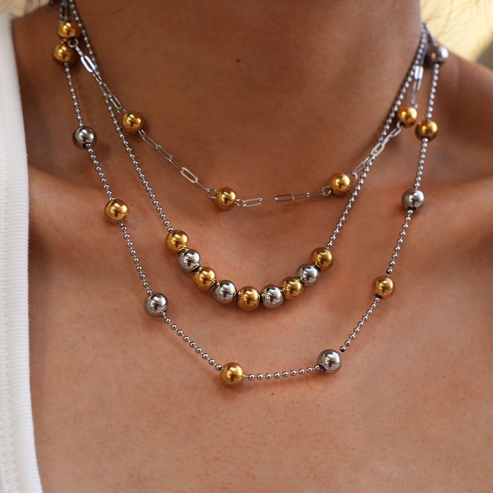 1 Piece Simple Series Simple Beads Stainless Steel Waterproof Beaded Necklaces Picture5