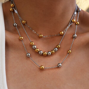 1 Piece Simple Series Simple Beads Stainless Steel Waterproof Beaded Necklaces h5 Picture5