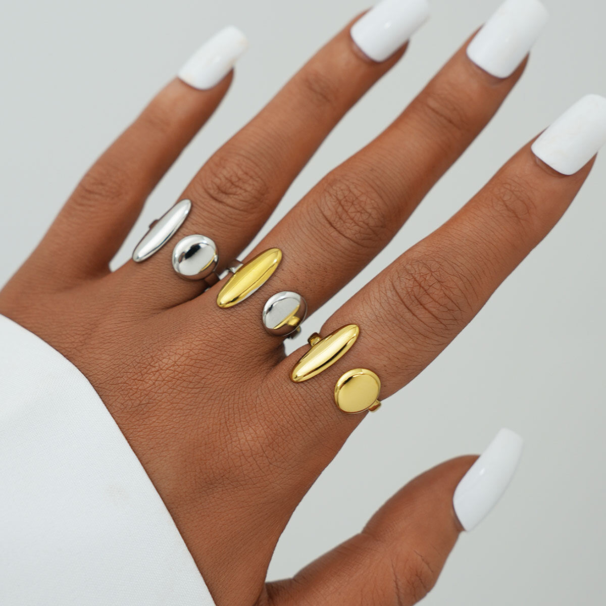 1 Piece Daily Irregular Shape Stainless Steel Waterproof  Gold Color Statement Rings Picture3
