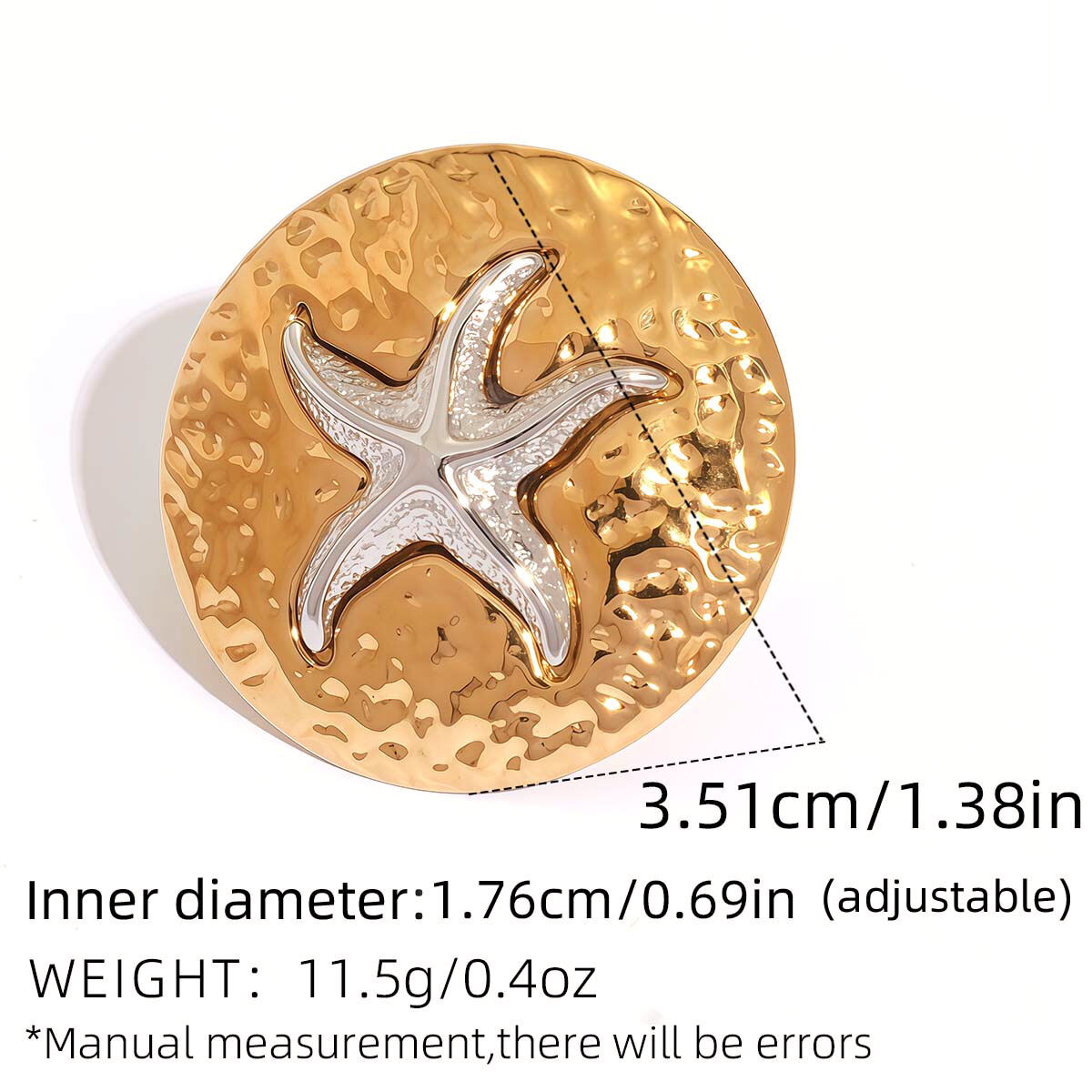 1 paio di semplici gioielli casual da donna in acciaio inossidabile color oro a forma di stella marina h5 Immagine2