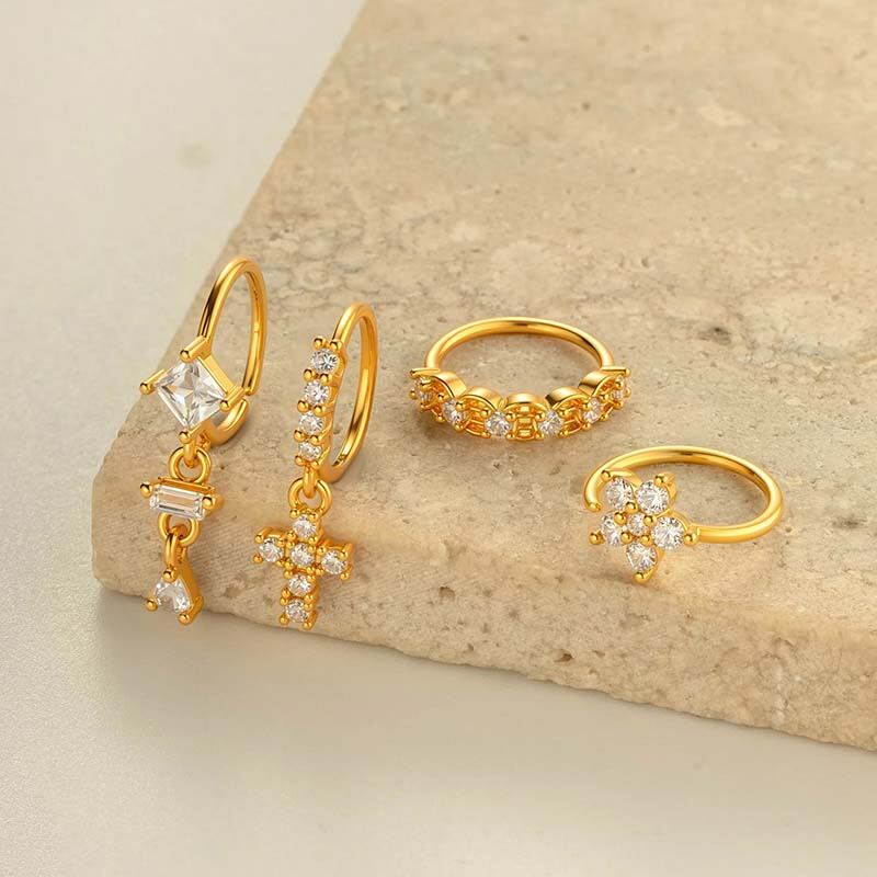 1 Piece Butterfly Copper Gold Color Zircon Nose Ring