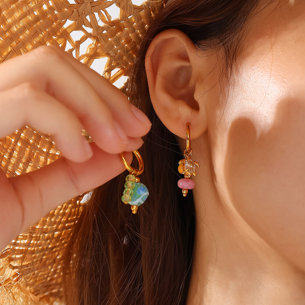 1 Pair Oceanic Stainless Steel Waterproof Gold Color Drop Earrings Picture5