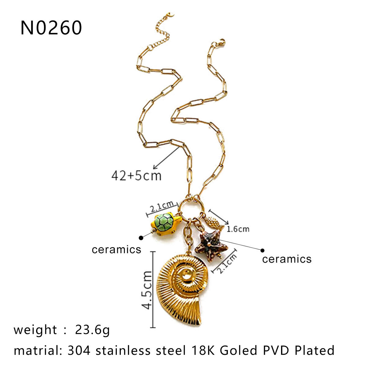 1 Piece Shell Stainless Steel Waterproof Gold Color Pendant Necklace Picture2