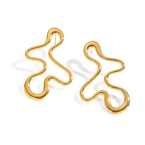 1 par de pendientes de botón de acero inoxidable con forma irregular, resistentes al agua, para mujer h5 Imagen5