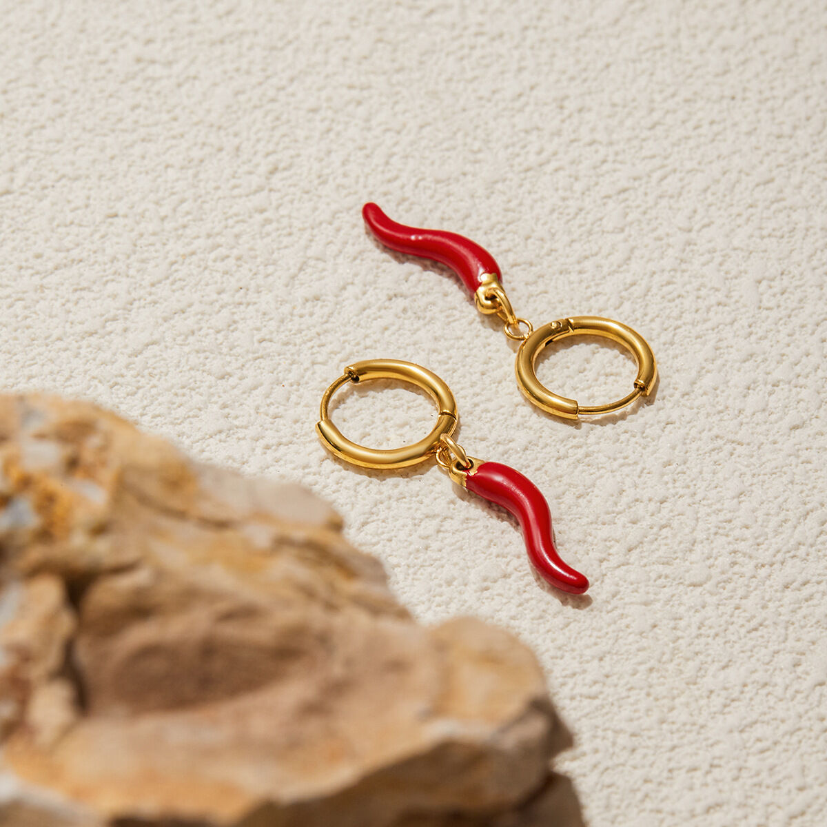 1 Pair Bold Red Chili Stainless Steel Waterproof Gold Color Women's Drop Earrings Picture6
