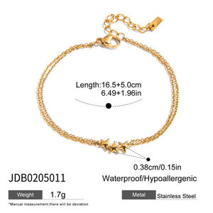1 Piece Shinning Star Stainless Steel Waterproof Gold Color Women's Chain Bracelets h5 Picture2