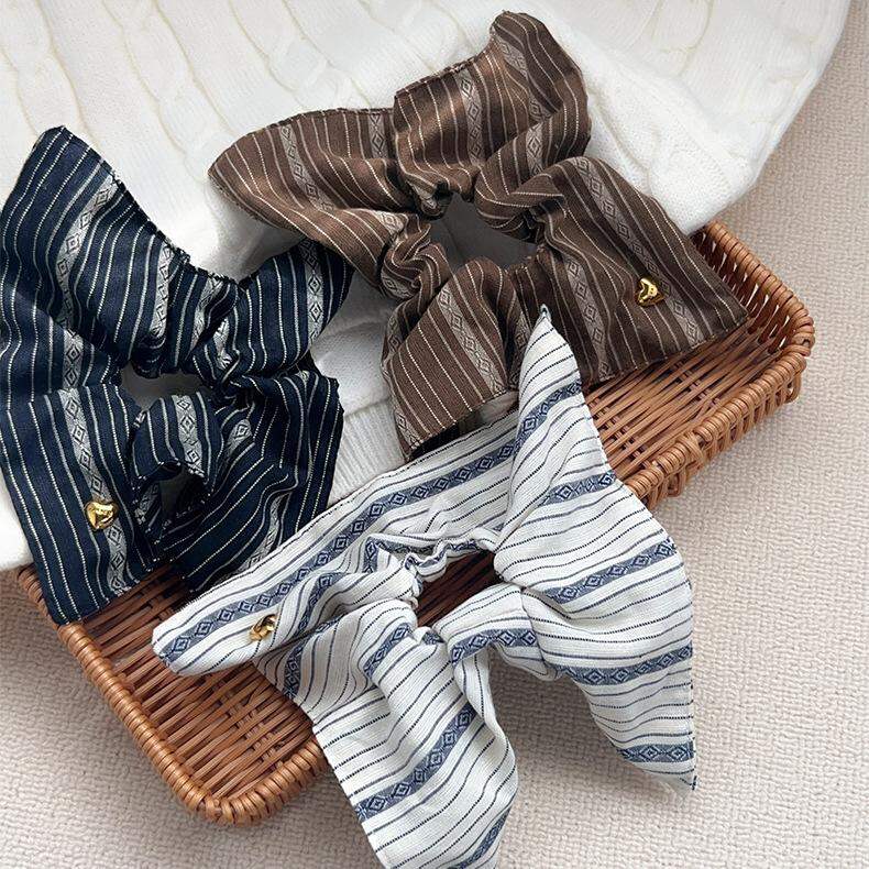 1 Piece Classic Strip Canvas Women's Scrunchies h5 Picture2