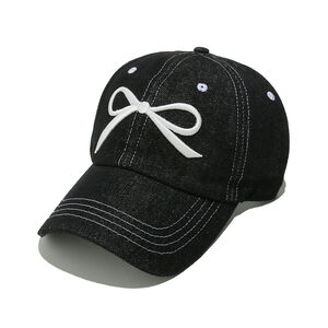 1 Piece Denim Bow Embroidery Baseball Cap h5