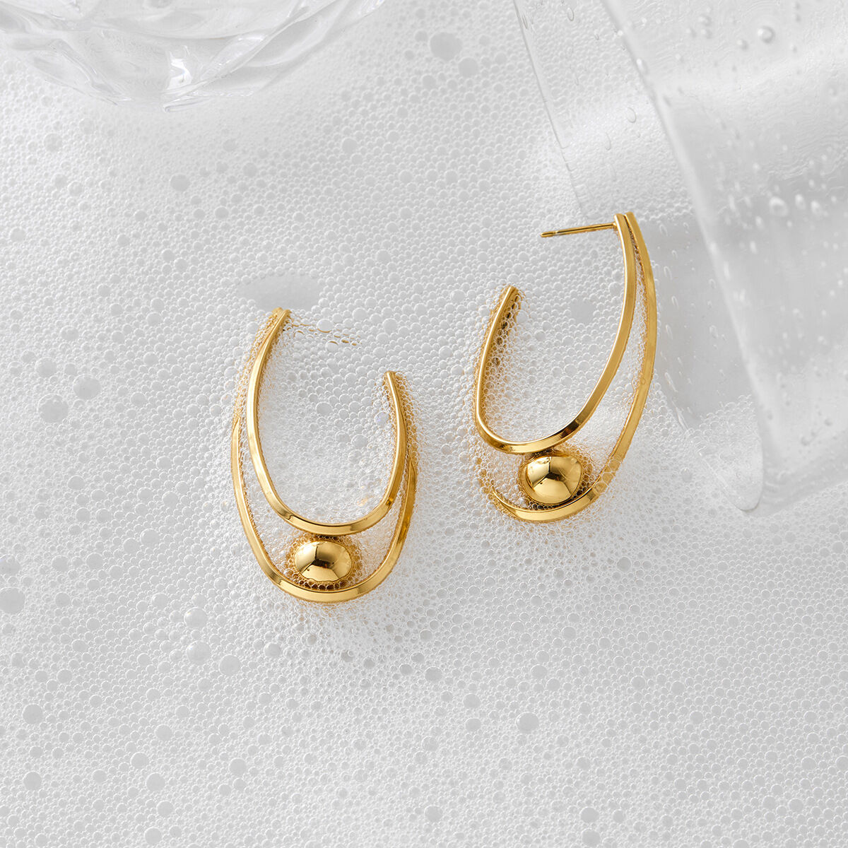 Statement U-shape Stainless Steel Waterproof Gold Color Women's Drop Earrings Picture4