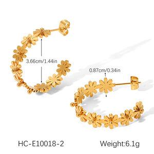 Simple Daily Flower Stainless Steel Waterproof Gold Color Women's Stud Earrings h5 Picture2