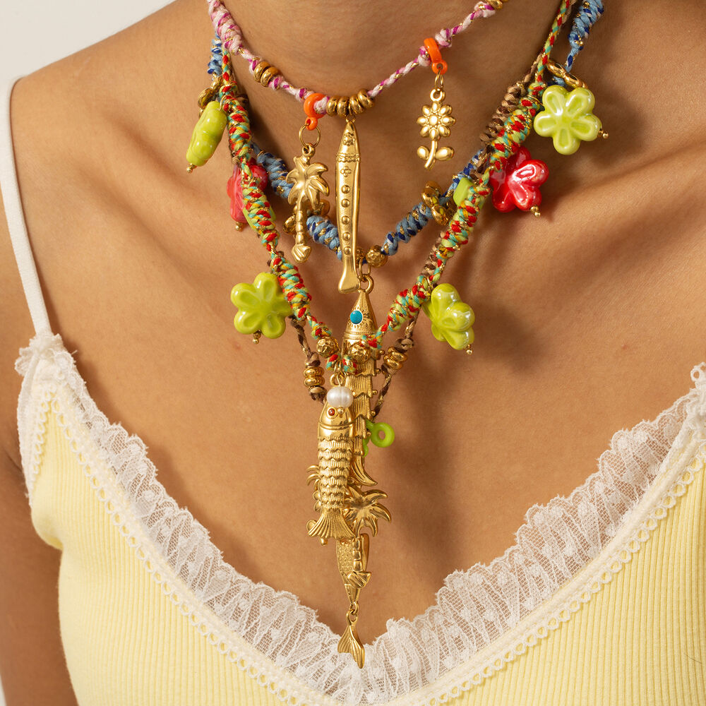 1 Piece Exqusite Fish Stainless Steel Waterproof Gold Color Women's Braided Necklaces Picture2