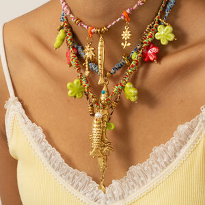 1 Piece Exqusite Fish Stainless Steel Waterproof Gold Color Women's Braided Necklaces h5 Picture2